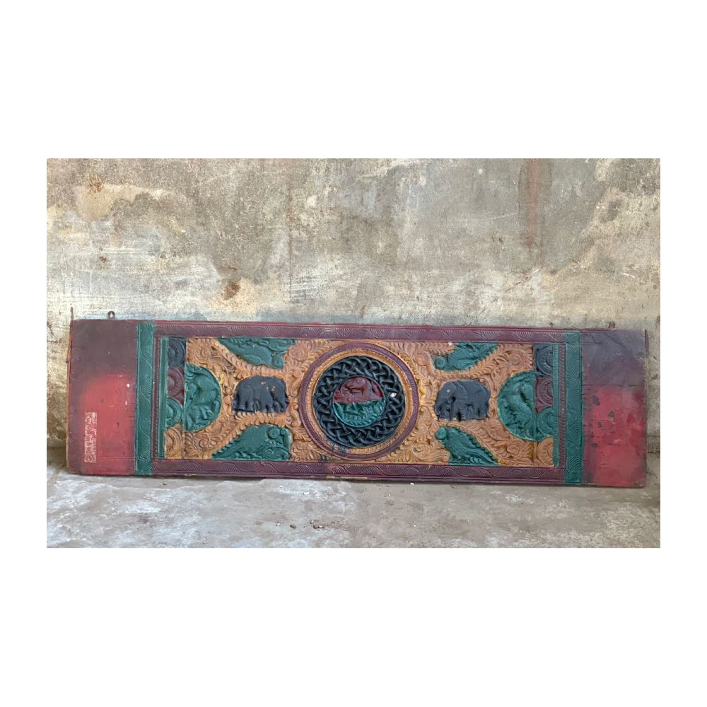 Early 1900s Indian Teakwood Wall Decor– Beautifully Handcrafted Wooden Art With Vintage Design photo for sale