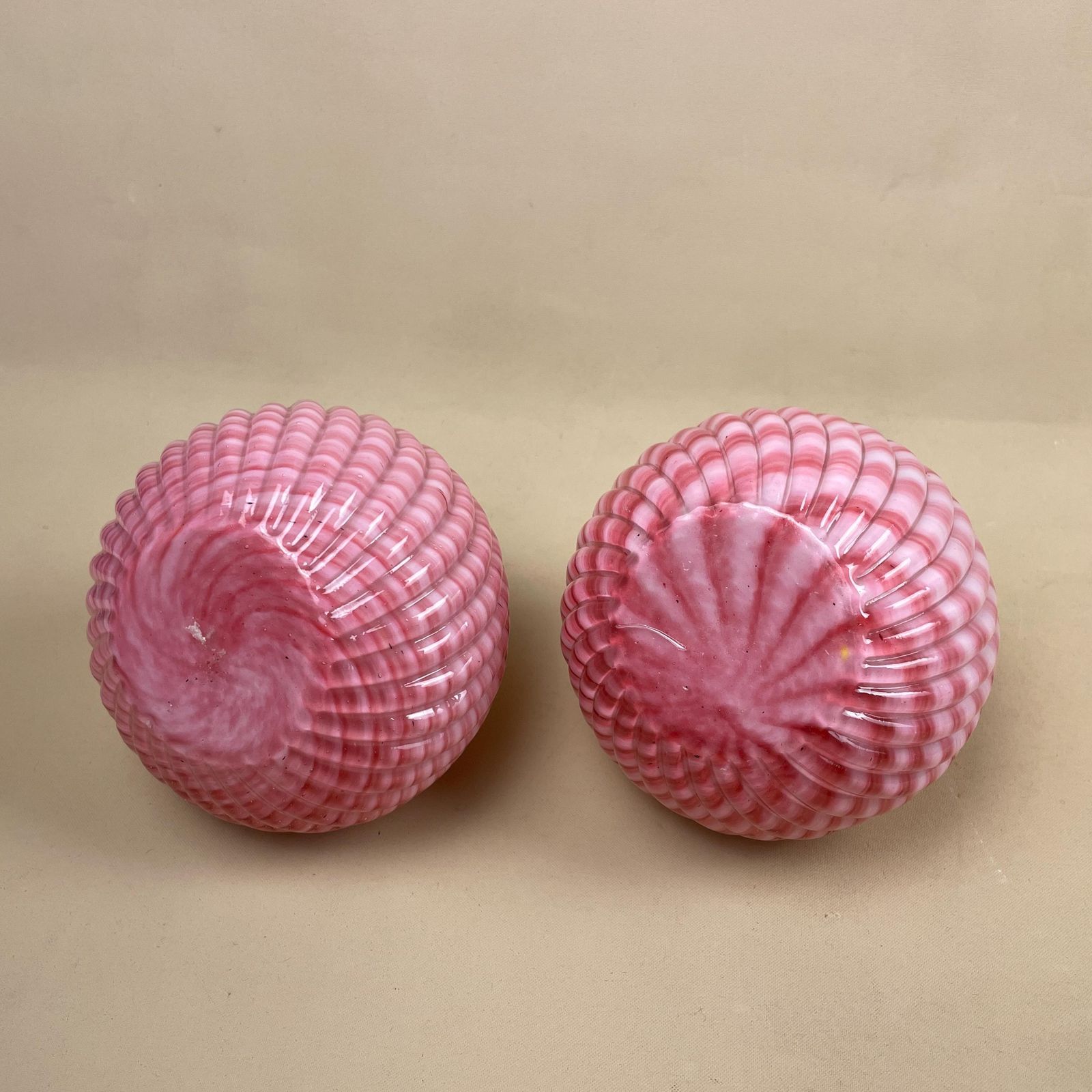 photo furniture Franz Welz Pair Of Vases Pink Bohemian Glass Antique Swirly C.1890’s Vase Posy Pot White Hand Blown Swirl Tea Light Vintage Pattern Swirled