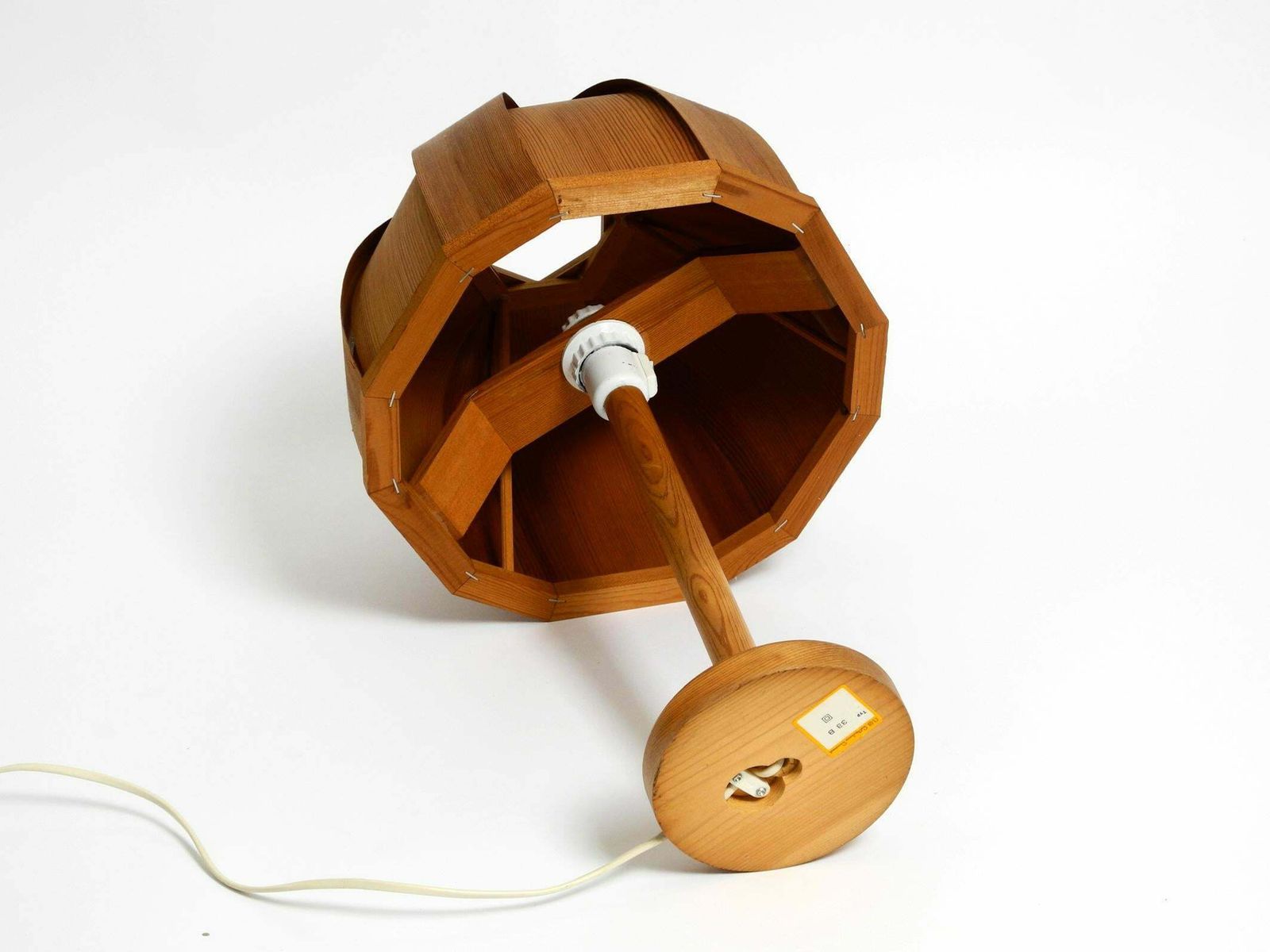 Very Rare 1970s Swedish Pine Bent Veneer Table Lamp By Gb Solbackens Svarveri photo vinterior
