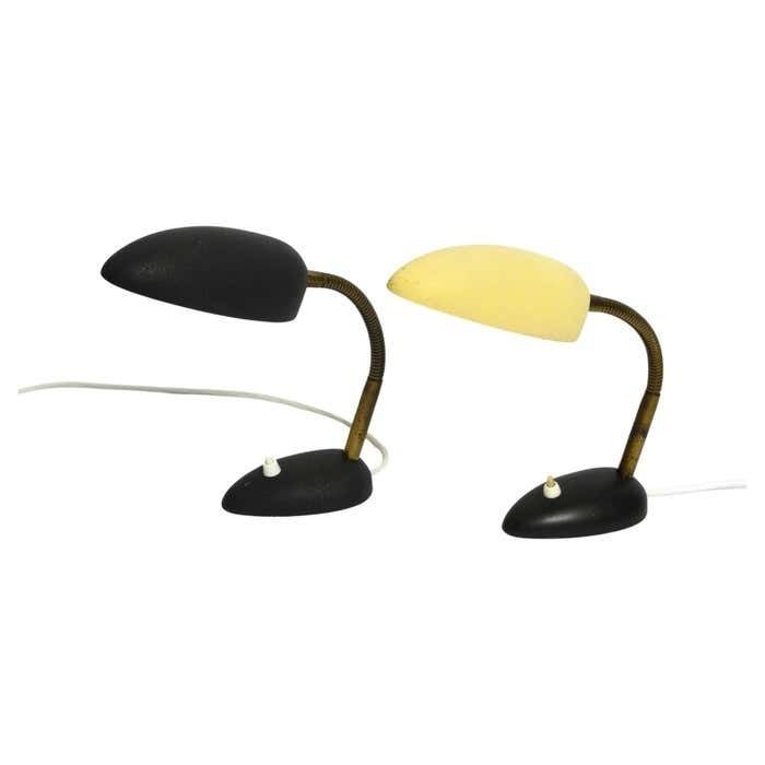 Pair Of Beautiful Small 50s Metal Table Lamps With Goosenecks By Gebrüder Cosack