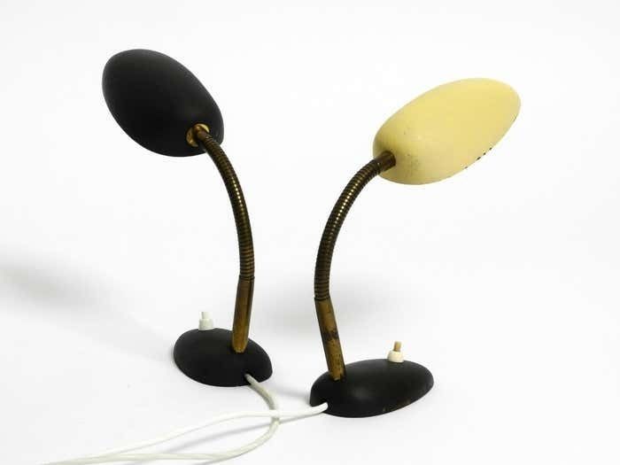 photo vintage Pair Of Beautiful Small 50s Metal Table Lamps With Goosenecks By Gebrüder Cosack