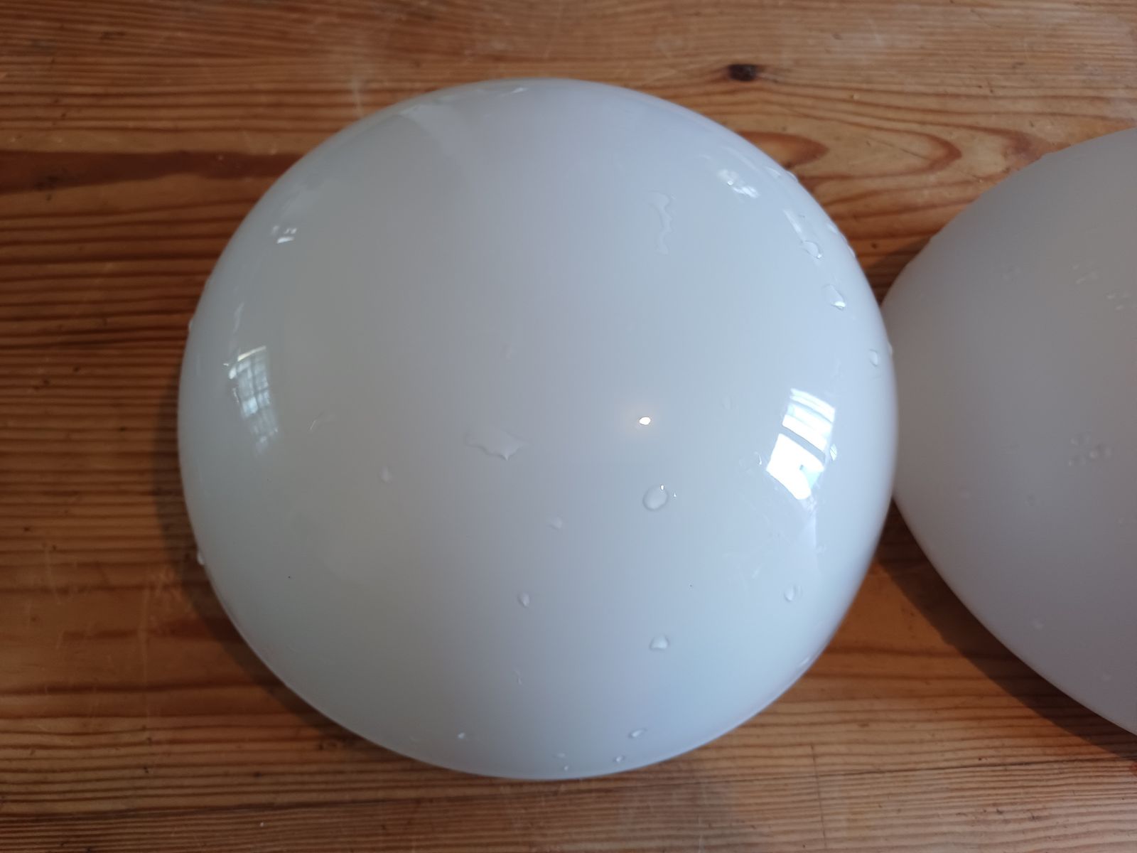 2 Globes White Opaline Ceiling Light photo Lighting