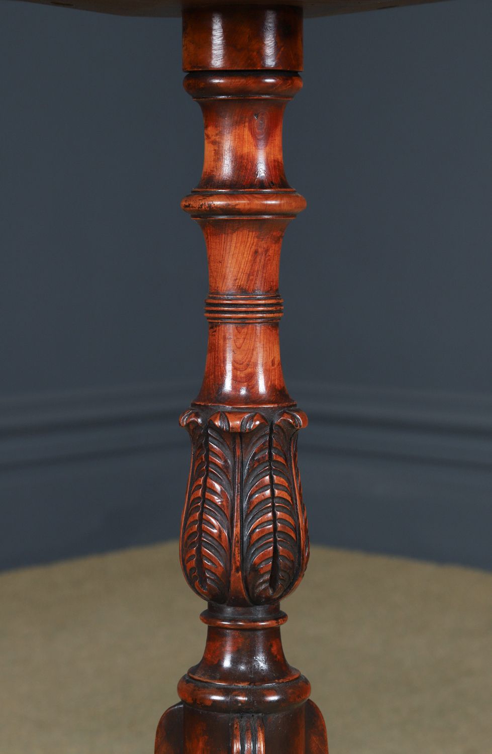 English Regency Satinwood Burr Oak & Yew Wood Wine Round Circular Wine / Centre / Occasional / Lamp Pedestal Table (Circa 1820) photo buy