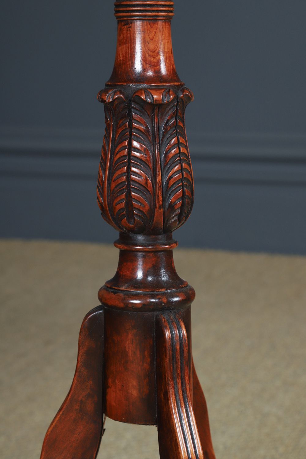 photo buy English Regency Satinwood Burr Oak & Yew Wood Wine Round Circular Wine / Centre / Occasional / Lamp Pedestal Table (Circa 1820)
