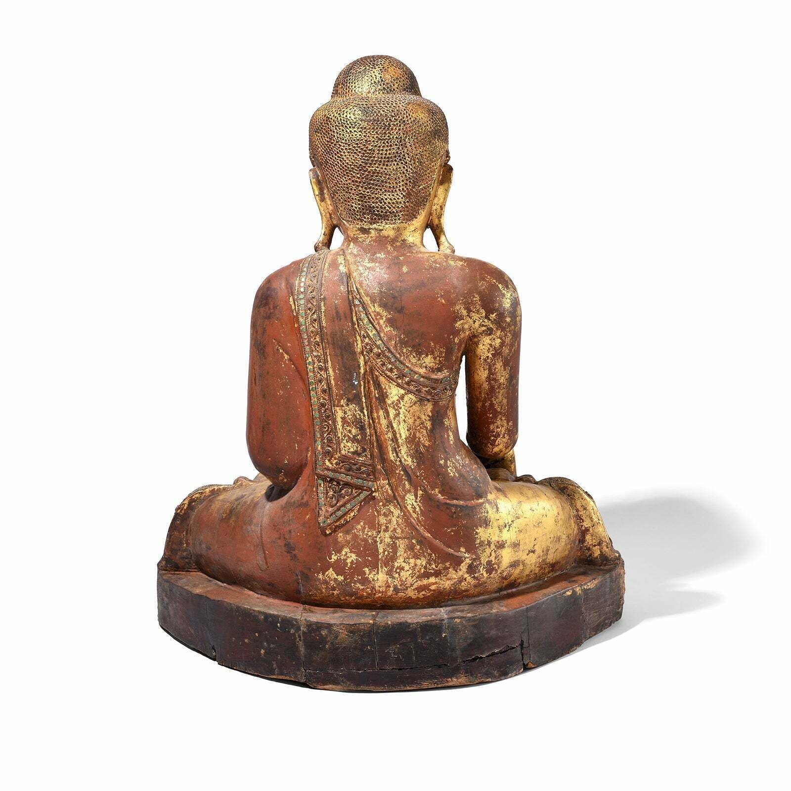 photo furniture Antique Gilded Teak Burmese Sitting Buddha   19th Century