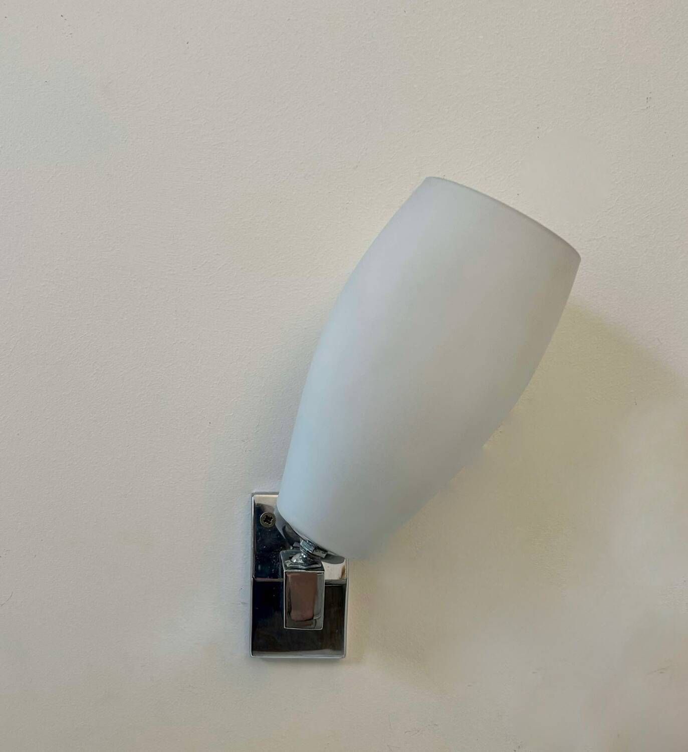 Pair Of Vintage Adjustable Wall Lights, Chrome And Opaline, France 1970 photo vintage