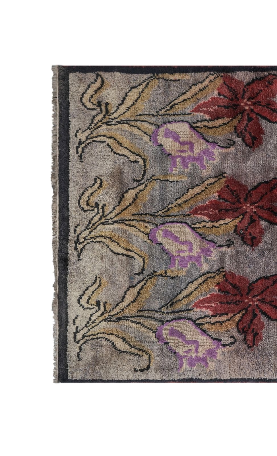 Mid Century Modern Tulu Turkish Tulu Rug With Tulip Pattern In Red 3'8'' X 5'7'' photo for sale