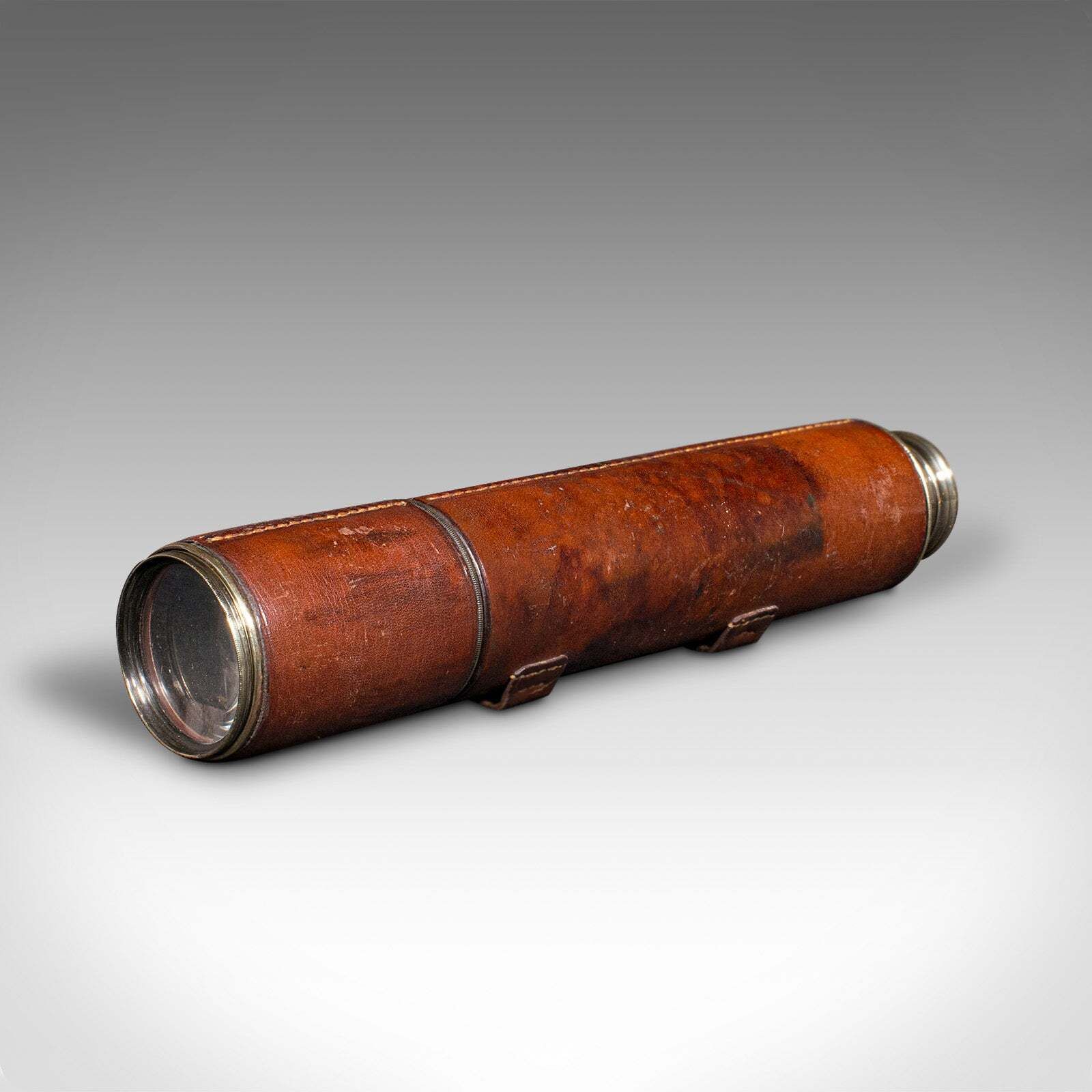 Antique 3 Draw Telescope, English Brass, Leather, Newton & Co, Victorian, C.1870 photo furniture