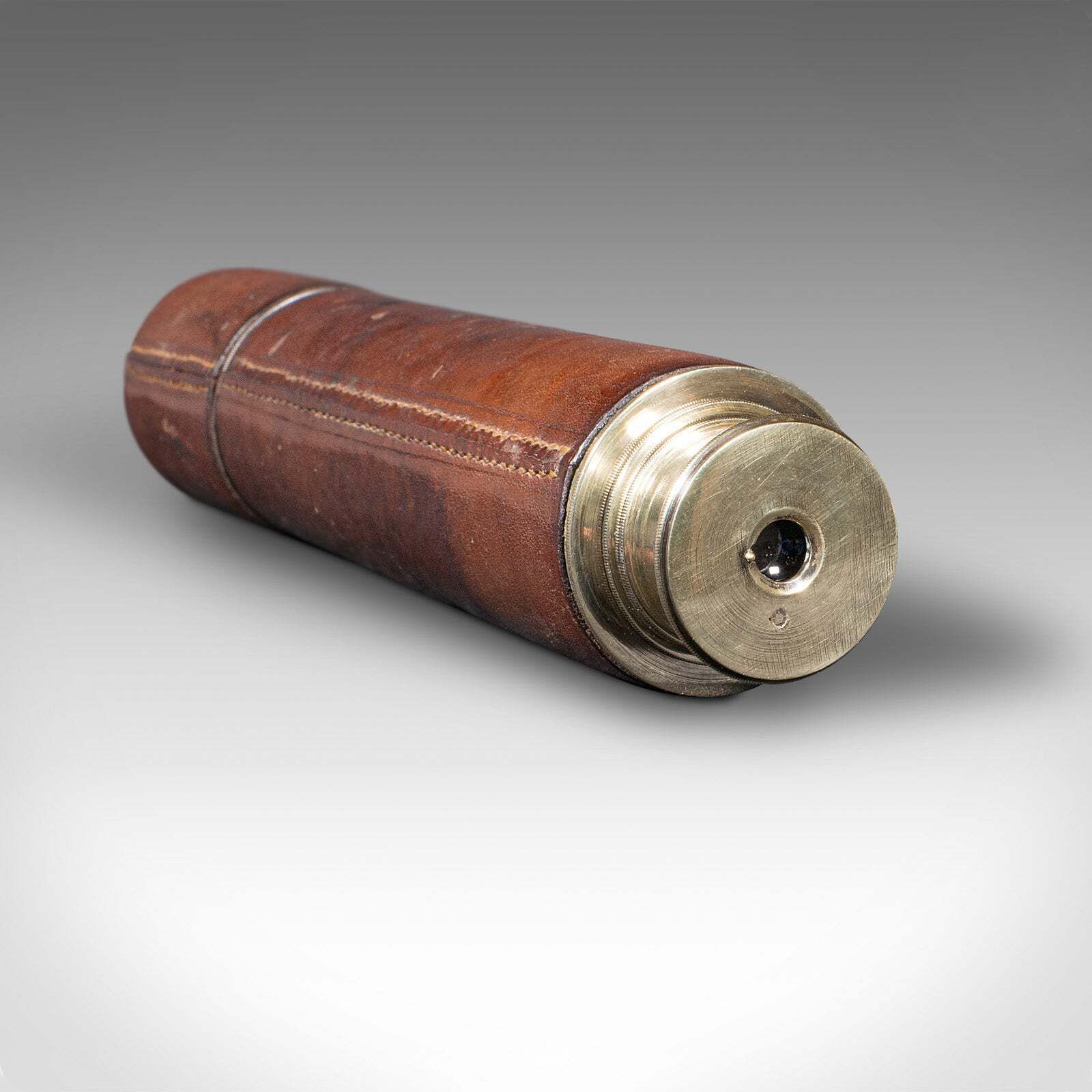 Antique 3 Draw Telescope, English Brass, Leather, Newton & Co, Victorian, C.1870 photo vintage