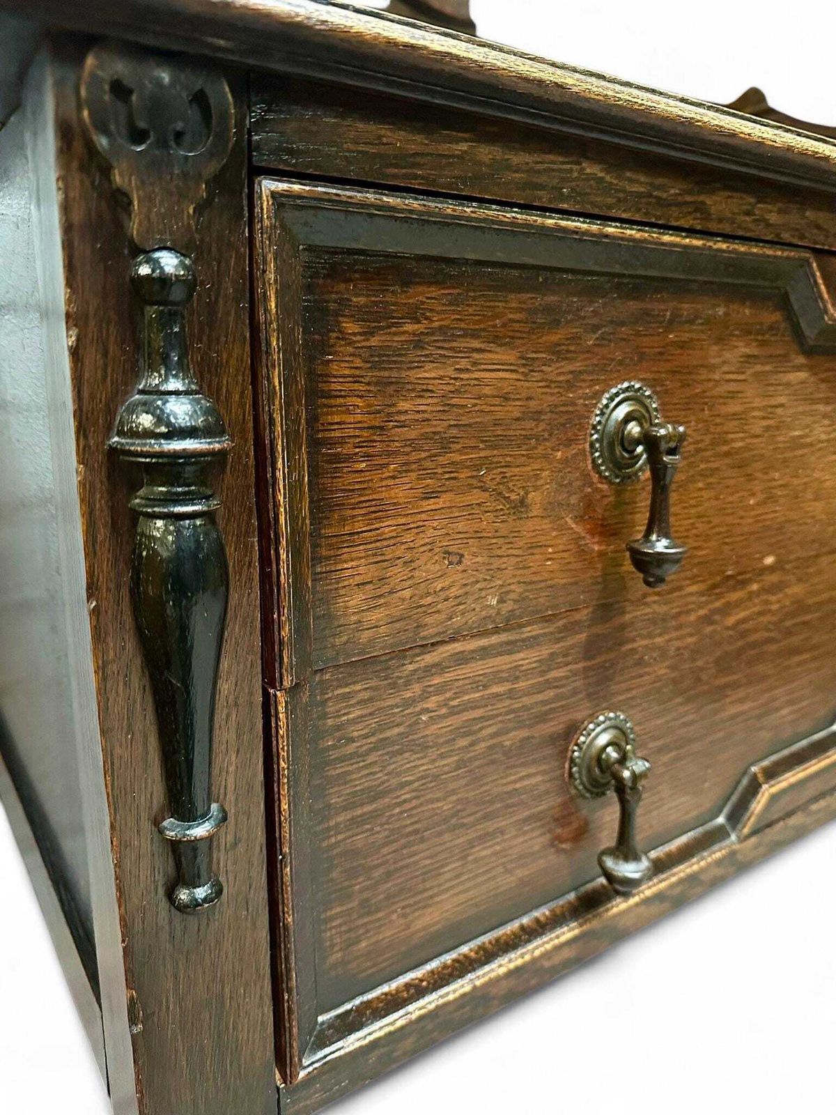 Antique Oak Dresser Vanity With Mirror / Late Victorian C1880 photo vintage