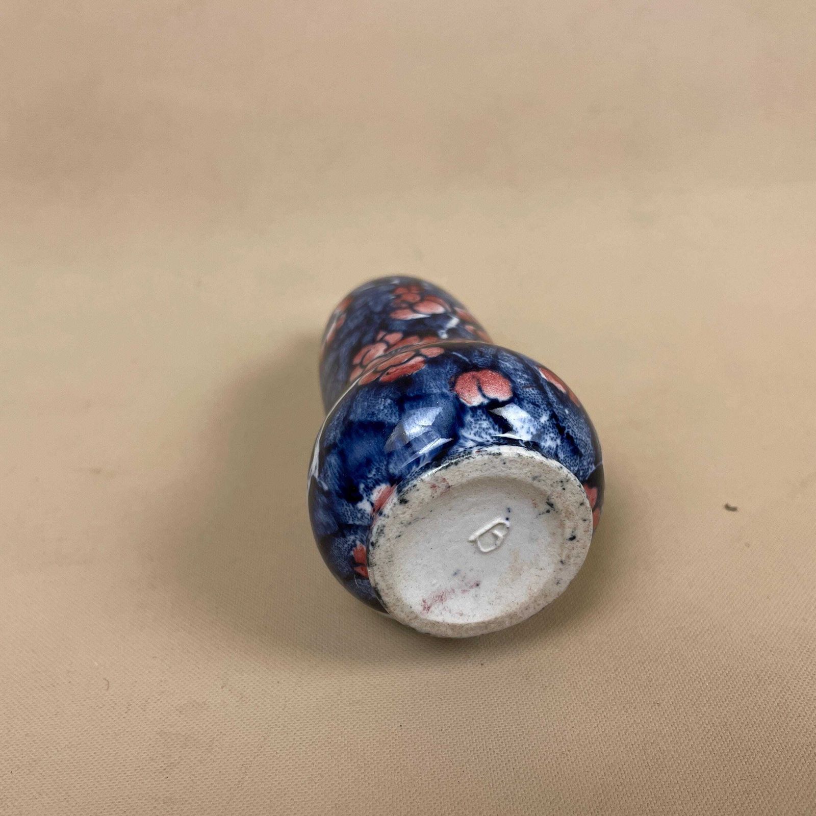 Miniature Ceramic Hand Painted Vase Small Decorative Pot Blue Pink Floral Mini Oriental Prunus photo buy