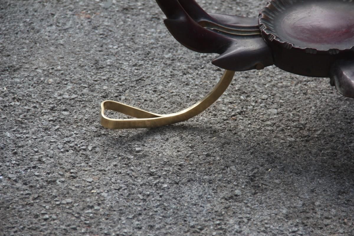Colli Round Mid Century Modern Italian Table Coffee Leaves Brass Sculpture Glass photo furniture