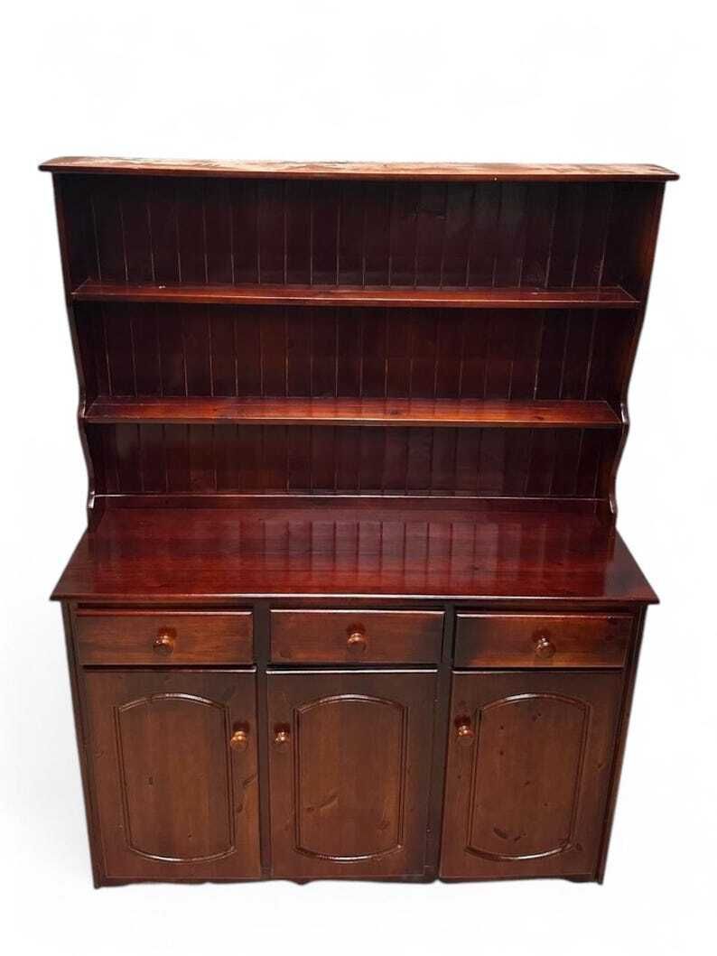 Vintage Pine Carved Wooden Dresser 1980s / Open Bookcase photo 350.0