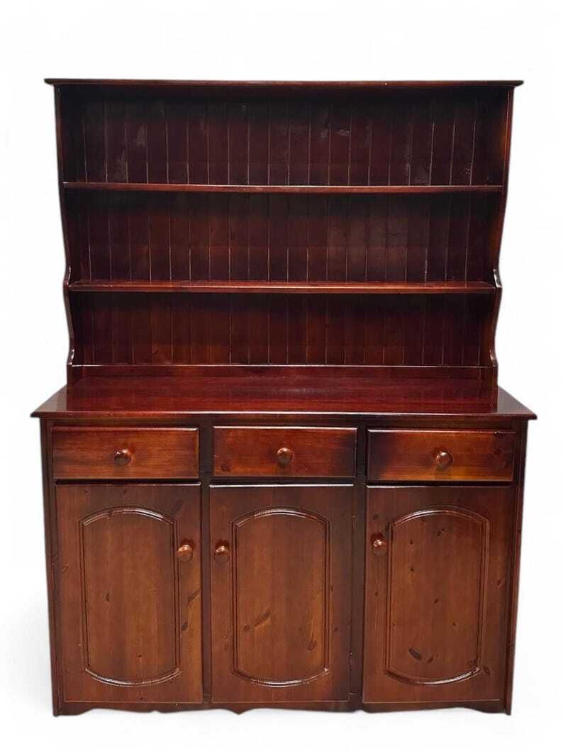 Vintage Pine Carved Wooden Dresser 1980s / Open Bookcase photo vintage