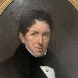 Art Oil On Canvas Pair Of Portraits In Gilded Oval Frames, 19th Century photo
