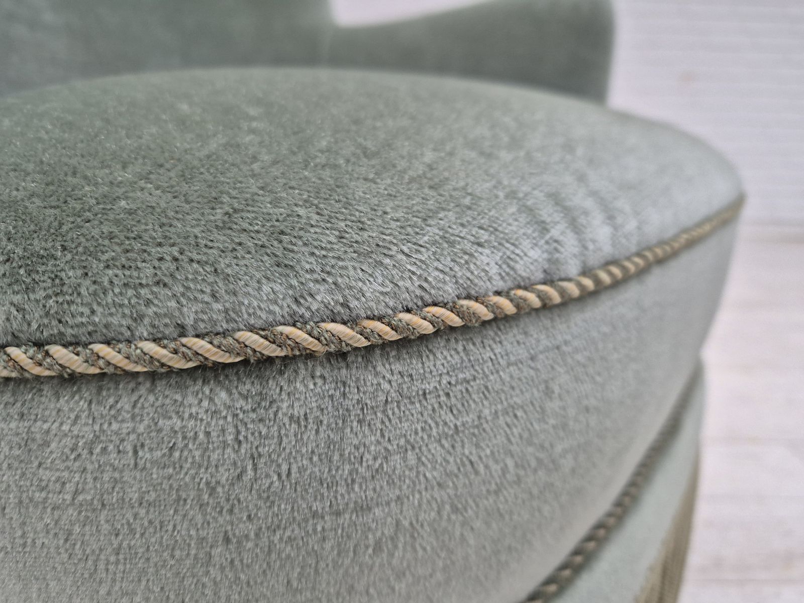photo furniture 1970s, Danish Armchair, Original Condition, Furniture Velour, Beech Wood Legs.