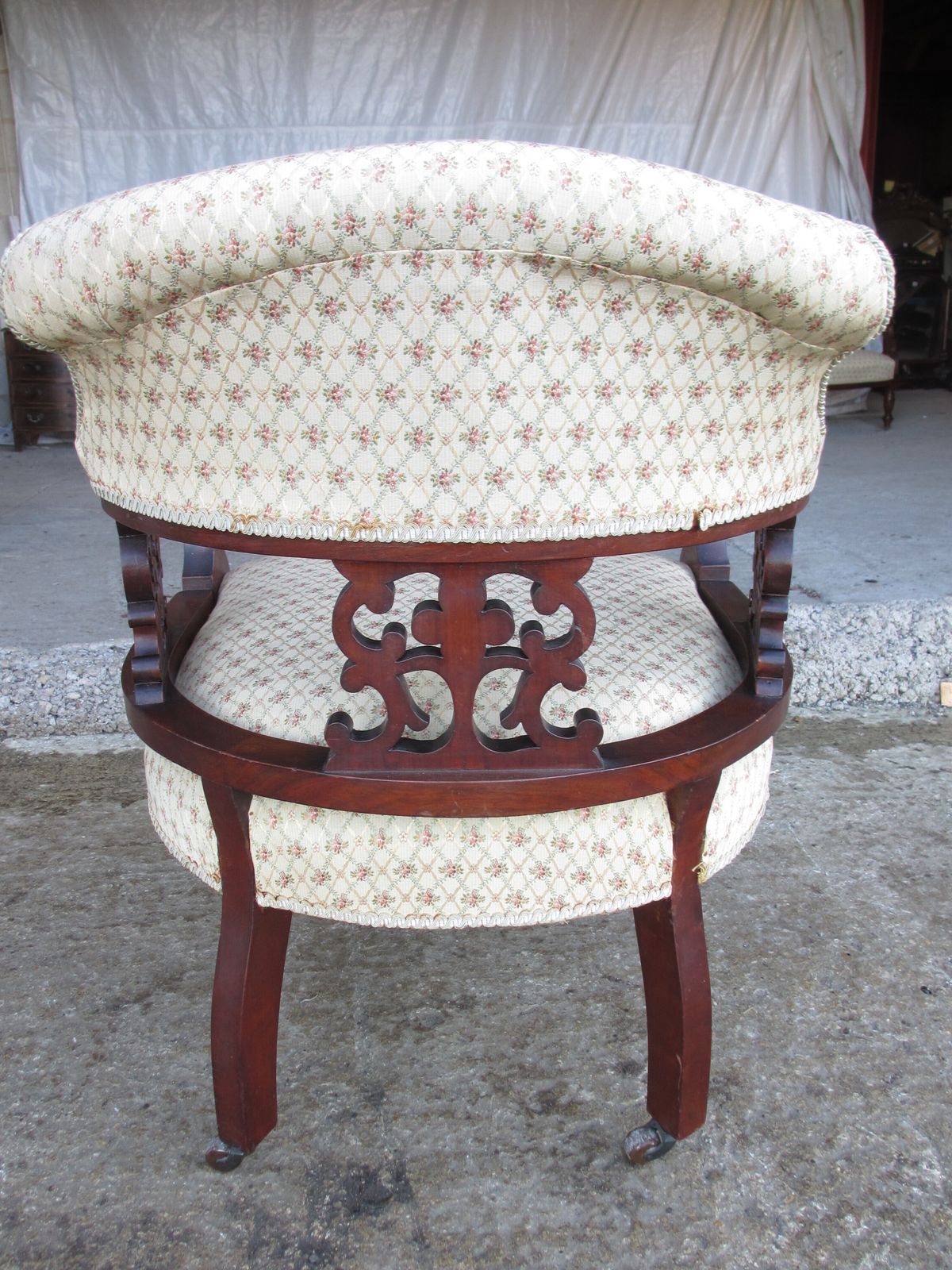 Pair Of Edwardian Mahogany Upholstered Tub Armchairs photo vintage