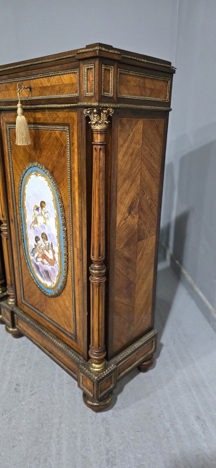 Fabulous Pair Of Tall French Louis XVI  Porcelain Mounted Cabinets photo vinterior