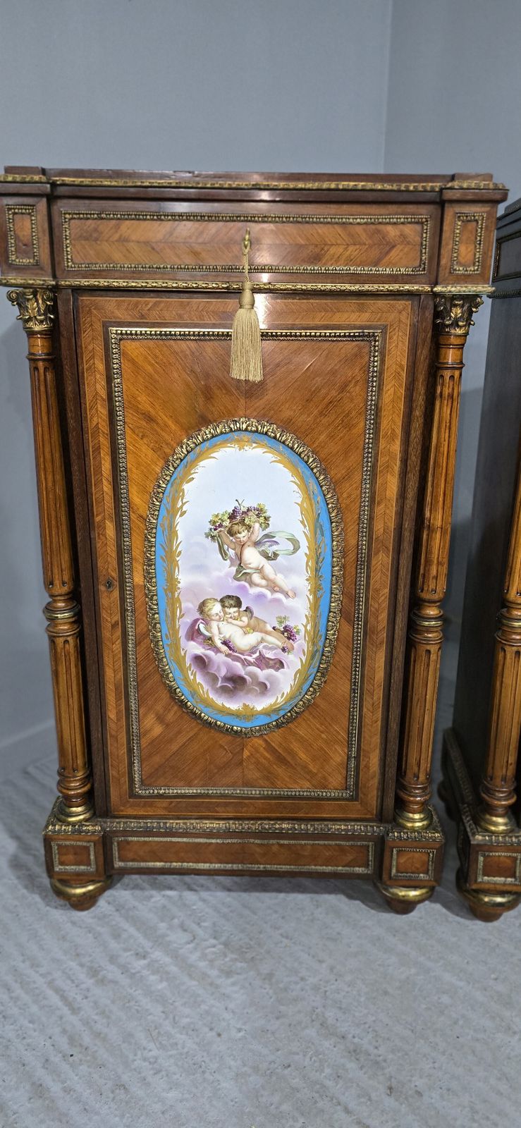Fabulous Pair Of Tall French Louis XVI  Porcelain Mounted Cabinets photo buy