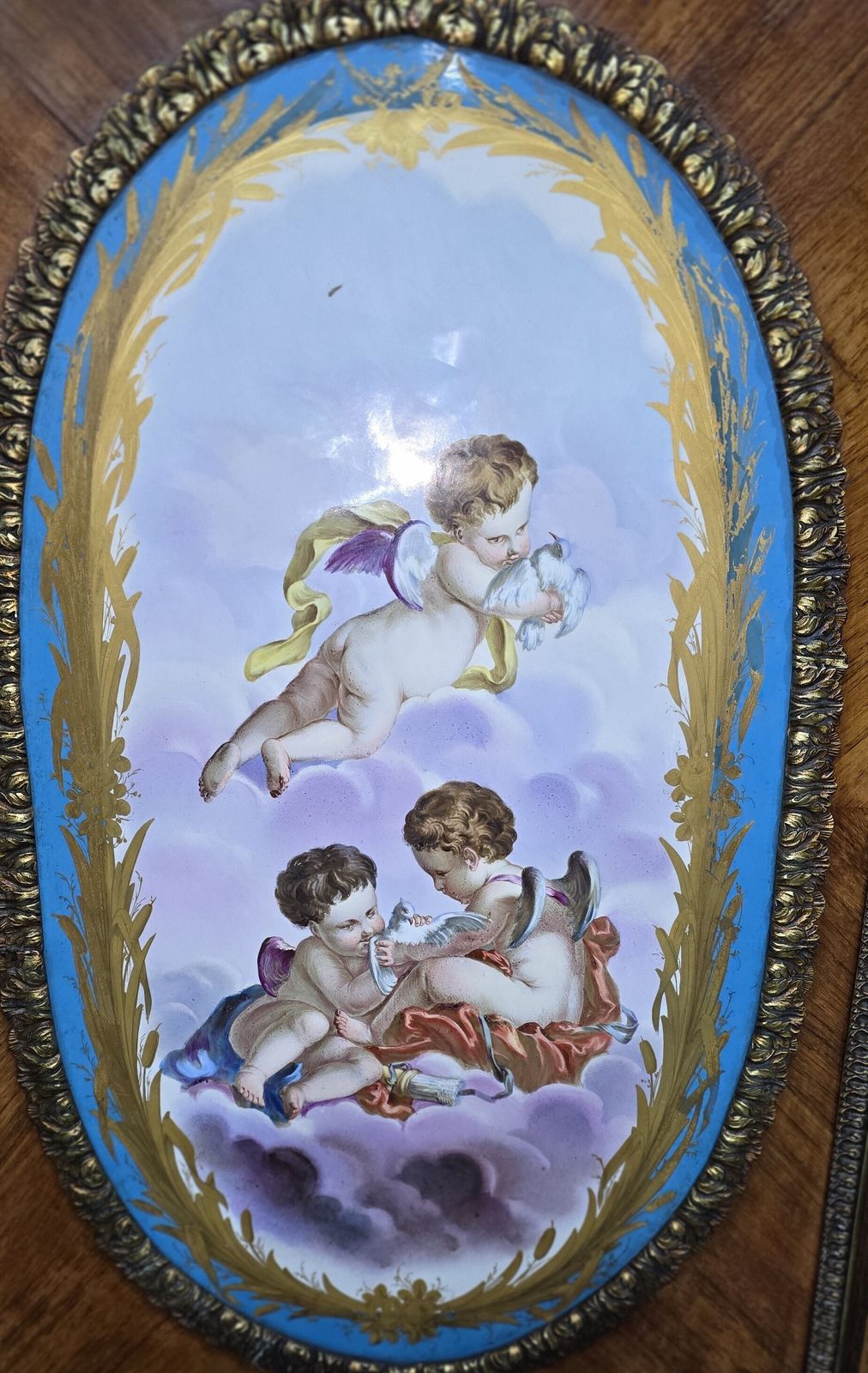 photo vinterior Fabulous Pair Of Tall French Louis XVI  Porcelain Mounted Cabinets