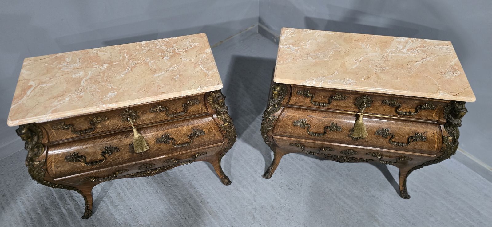 Top Quality Pair French Bombe Commode Chests Of Drawers photo vinterior