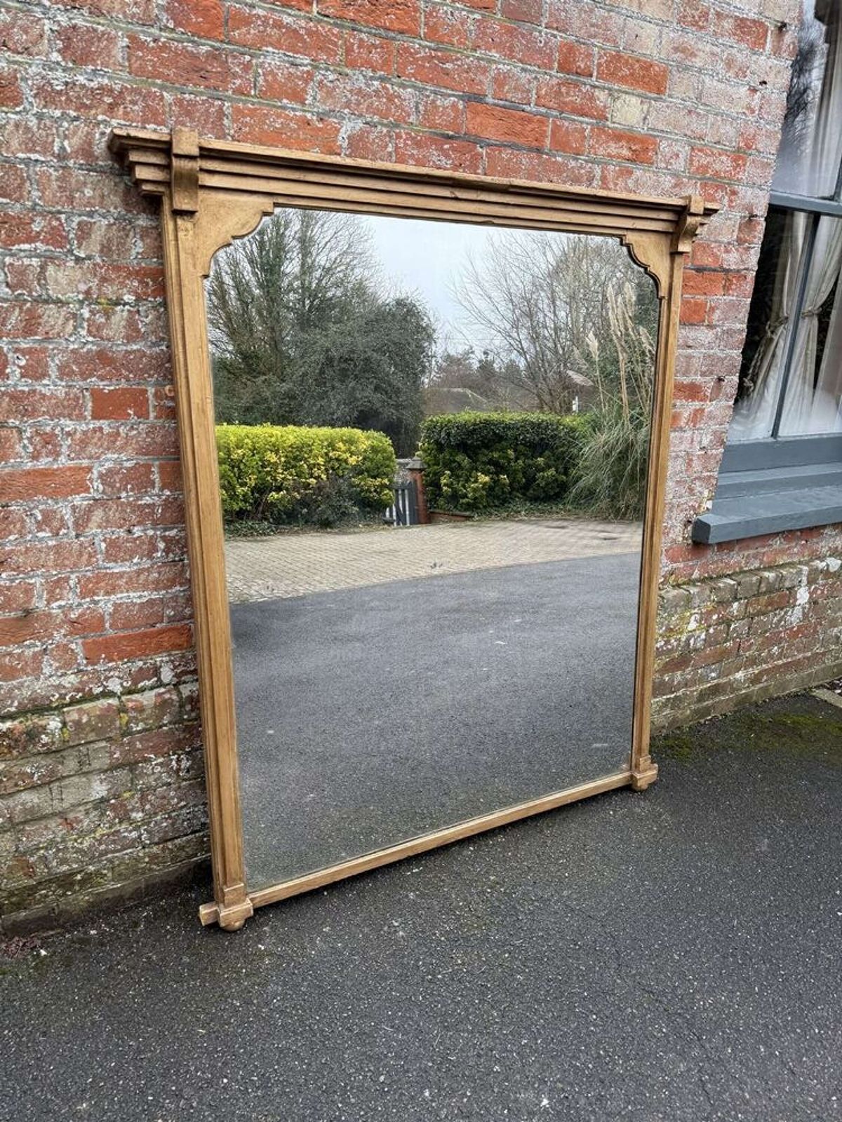 A Wonderful Large Antique English 19th C Gilt Overmantle Mirror.