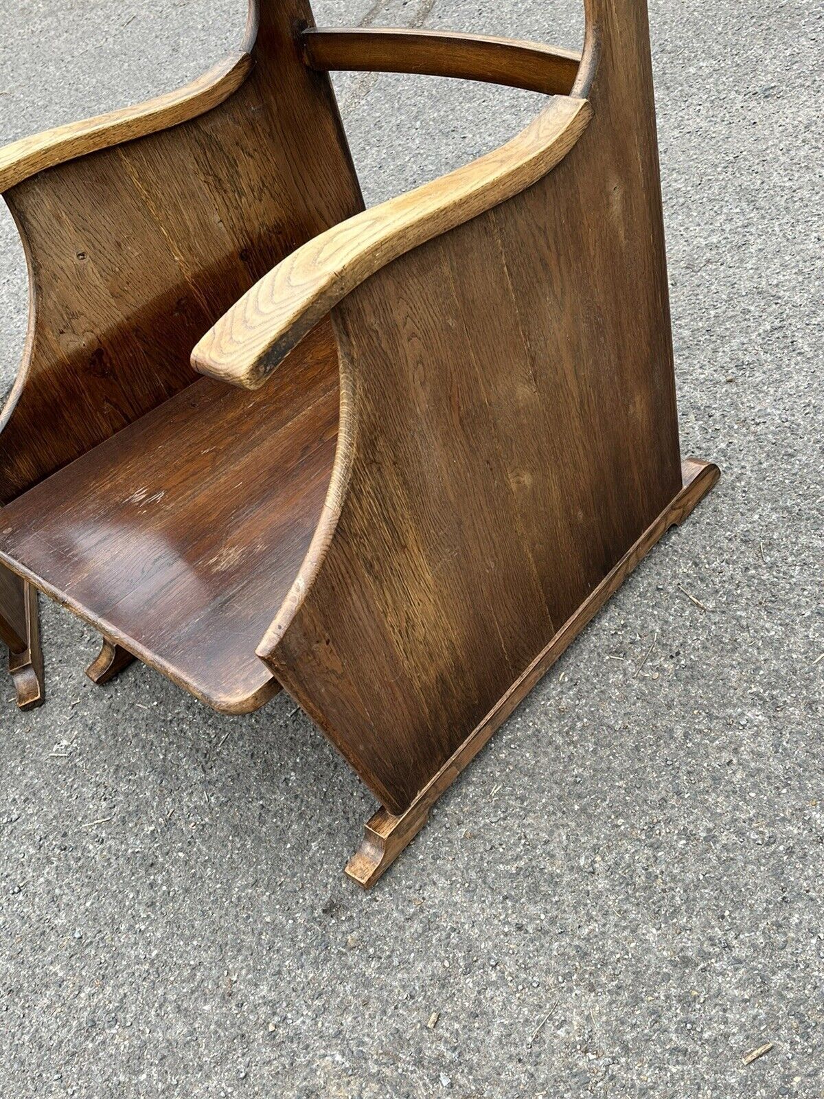 1016.0 Mid Century Oak Armchair In New Upholstery In A Designer Print. photo