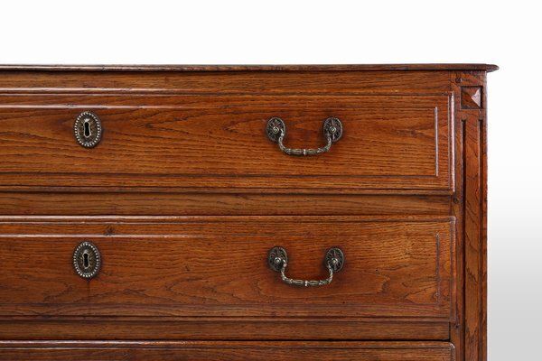 French Rustic Chest Of Drawers In Oak With 3 Drawers, 1850s photo for sale
