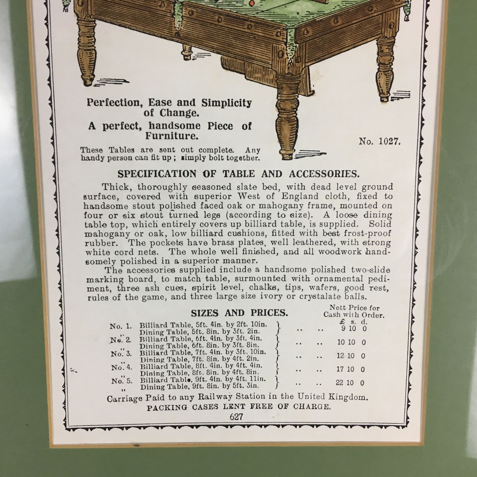 Vintage Metamorphic Billiard And Dining Table Advertisement In Mahogany Frame photo 120.0
