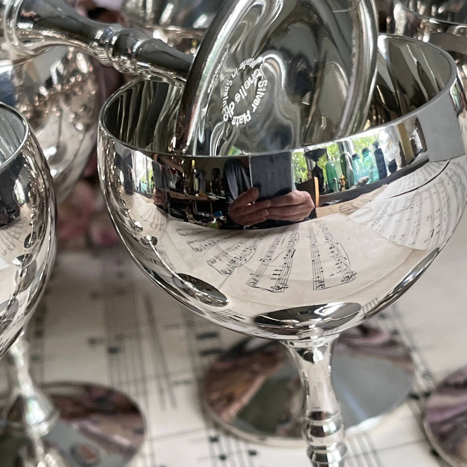 Vintage Set Of 6 Silver Plated Goblets   Jonelle Sherry Glasses   Stemware   Toasting Cups   Small Chalice   Spanish Silver   Photo Props photo 55.0