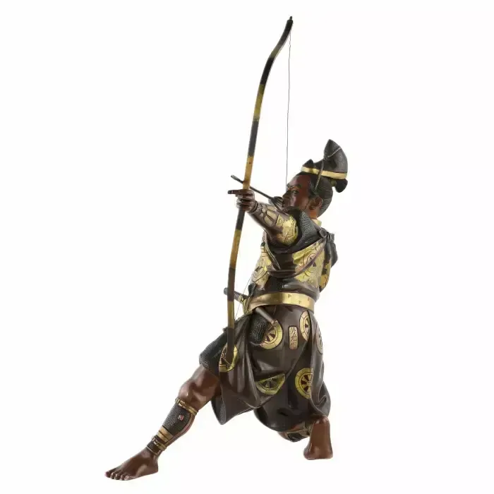 Bronze Figure Of A Samurai Archer With A Longbow. Yoshimitsu Hou (芳光炮) Japan. Meiji Period 19th 20th Century. photo for sale