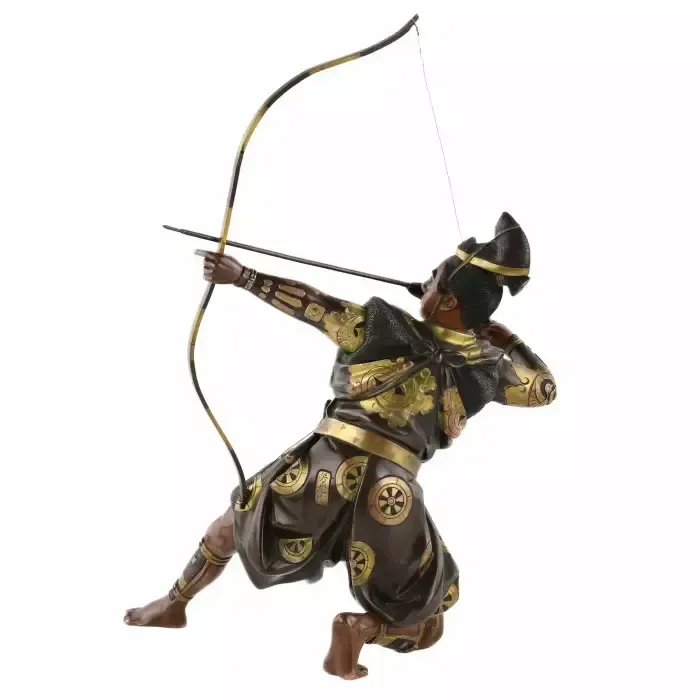 Bronze Figure Of A Samurai Archer With A Longbow. Yoshimitsu Hou (芳光炮) Japan. Meiji Period 19th 20th Century. photo Art