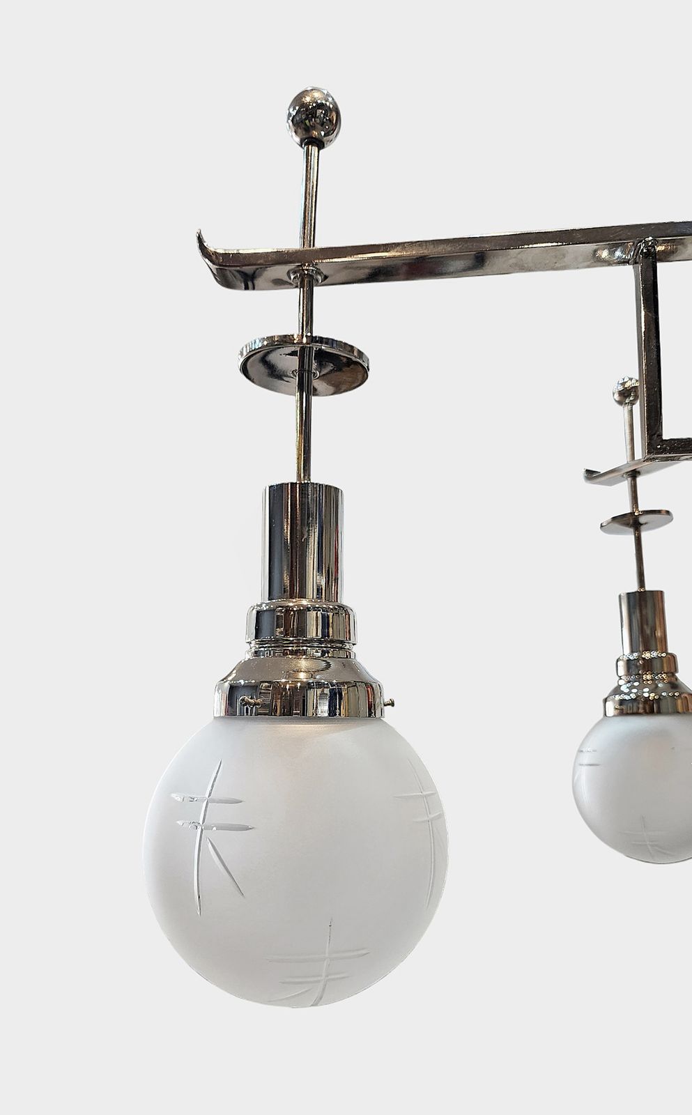 1920s Former Palacio Sudamérica's Art Déco Metal And Glass Lighting Fixture, Uruguay photo vintage