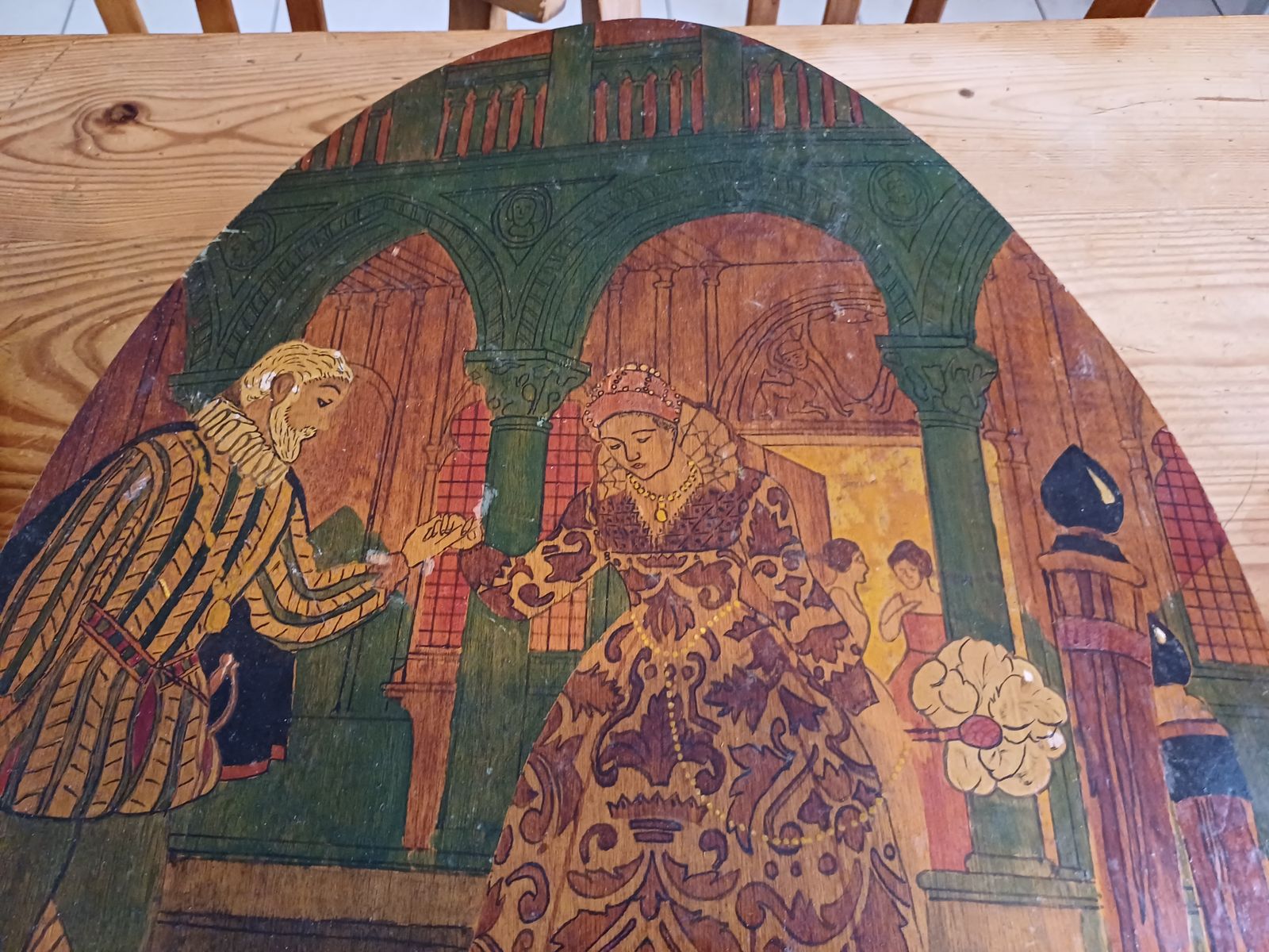 photo furniture 2 Paintings On Wood 19th "Life In Venice" By Charletti