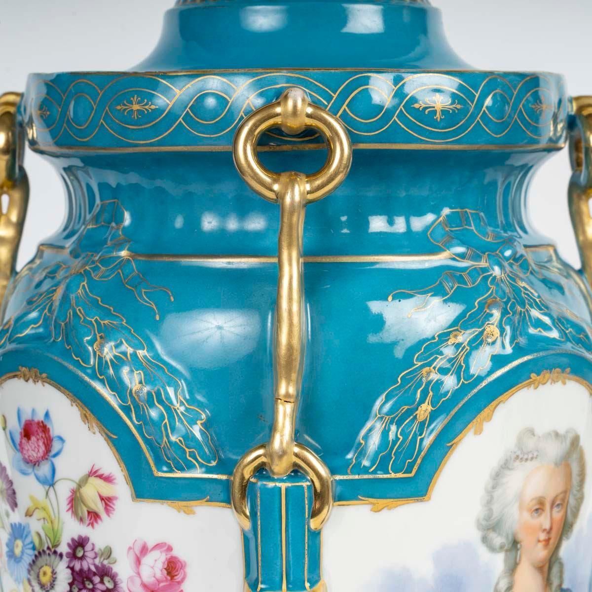 Pair Of German Porcelain Covered Vases, 19th Century, Napoleon III Period. photo 4447.0