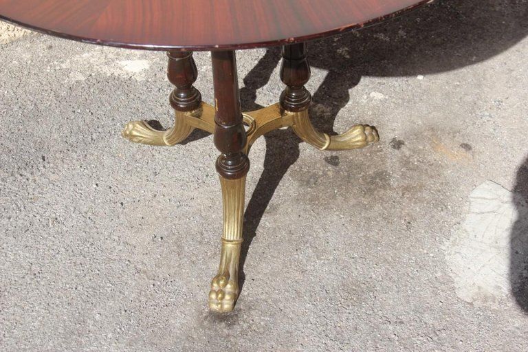 photo buy Round Mid Century Modern Italian Dining Room Table Rosewood Brass Lion's Foot