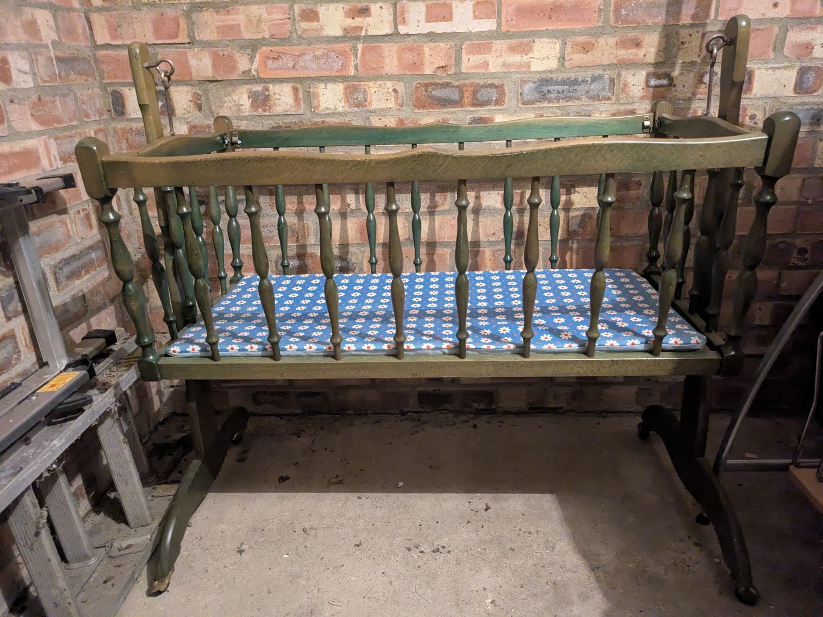 Vintage Wooden Swinging Cot Cradle photo for sale