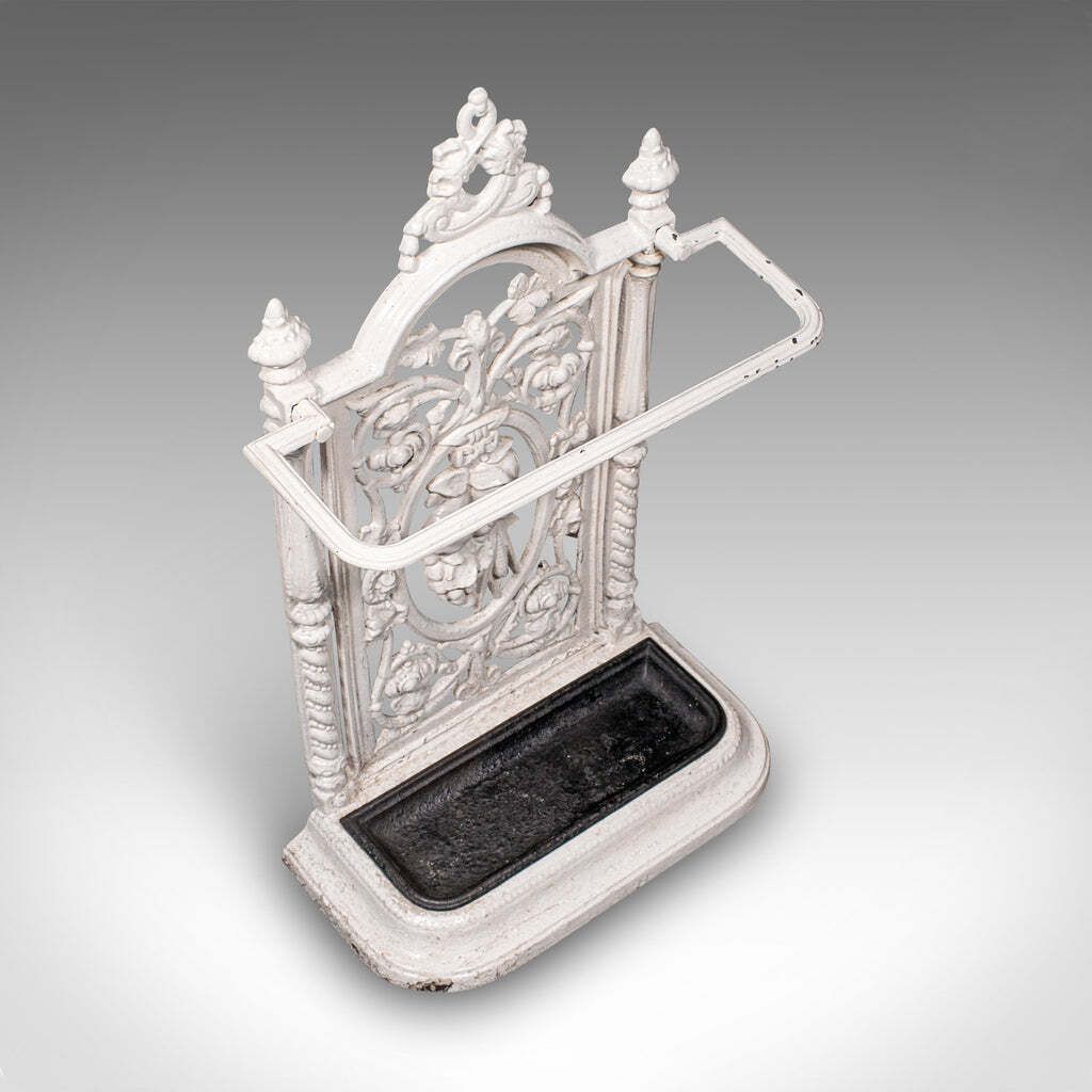 Antique Portico Stick Stand, English, Cast Iron, Hall, Umbrella Loop, Victorian photo vinterior