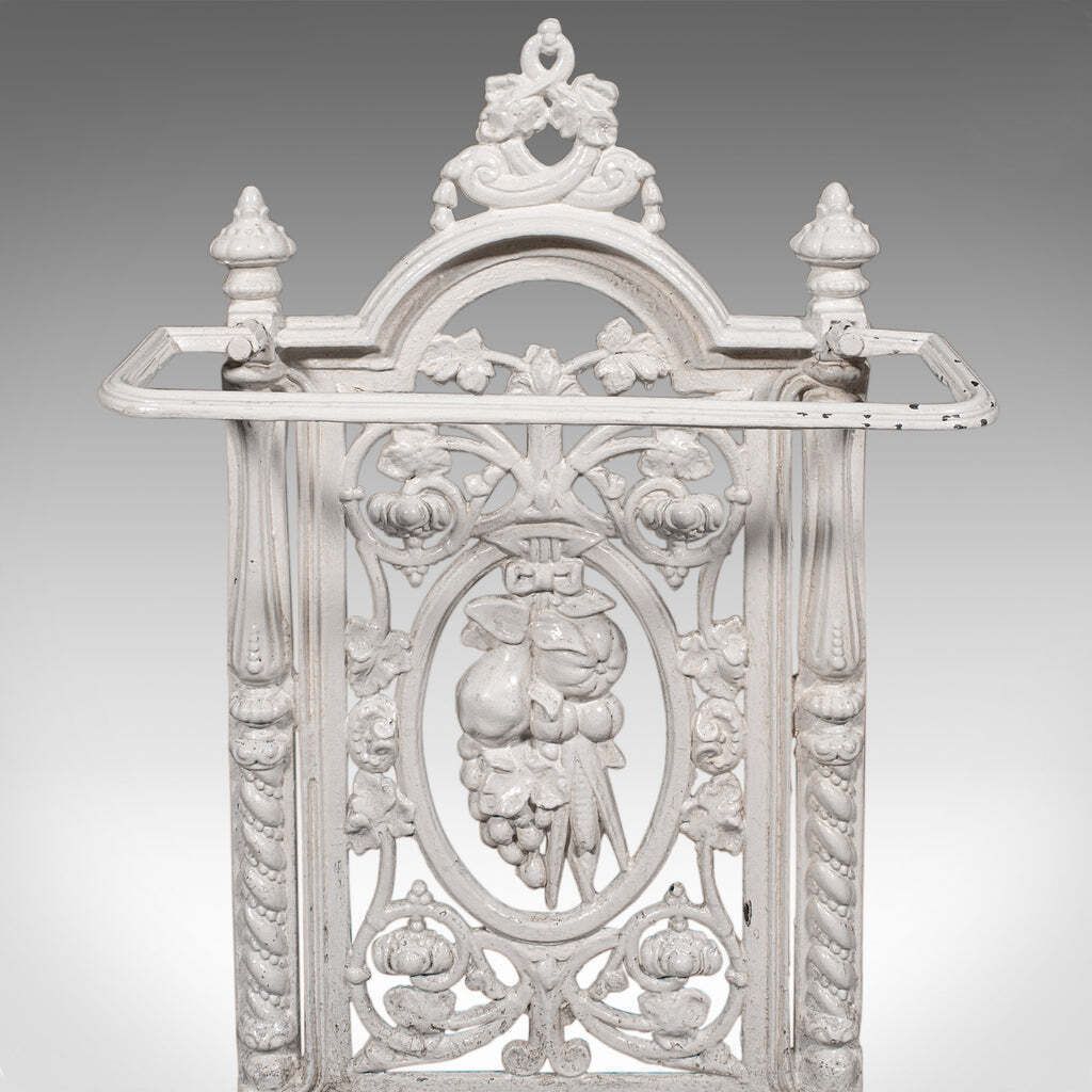 Antique Portico Stick Stand, English, Cast Iron, Hall, Umbrella Loop, Victorian photo vintage