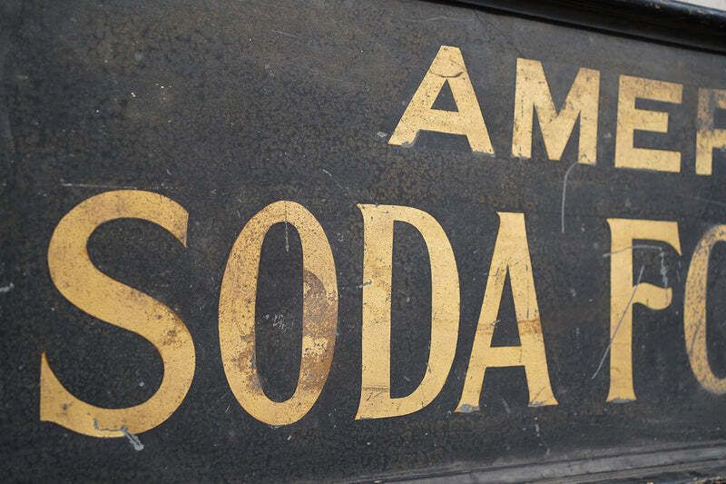 Bristol Zoological Gardens: A Large Early 20thc Sign Written Painted Advertising Sign; 'American Soda Fountain' C.1930 photo 1800.0