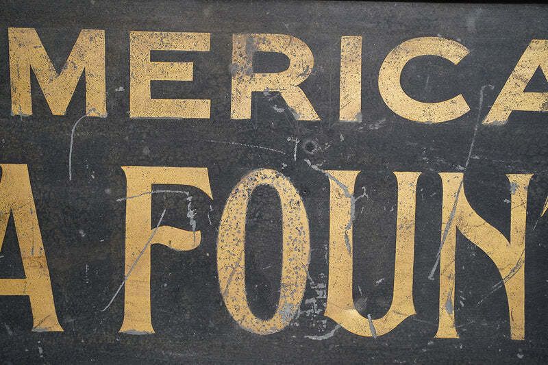 Bristol Zoological Gardens: A Large Early 20thc Sign Written Painted Advertising Sign; 'American Soda Fountain' C.1930 photo vinterior