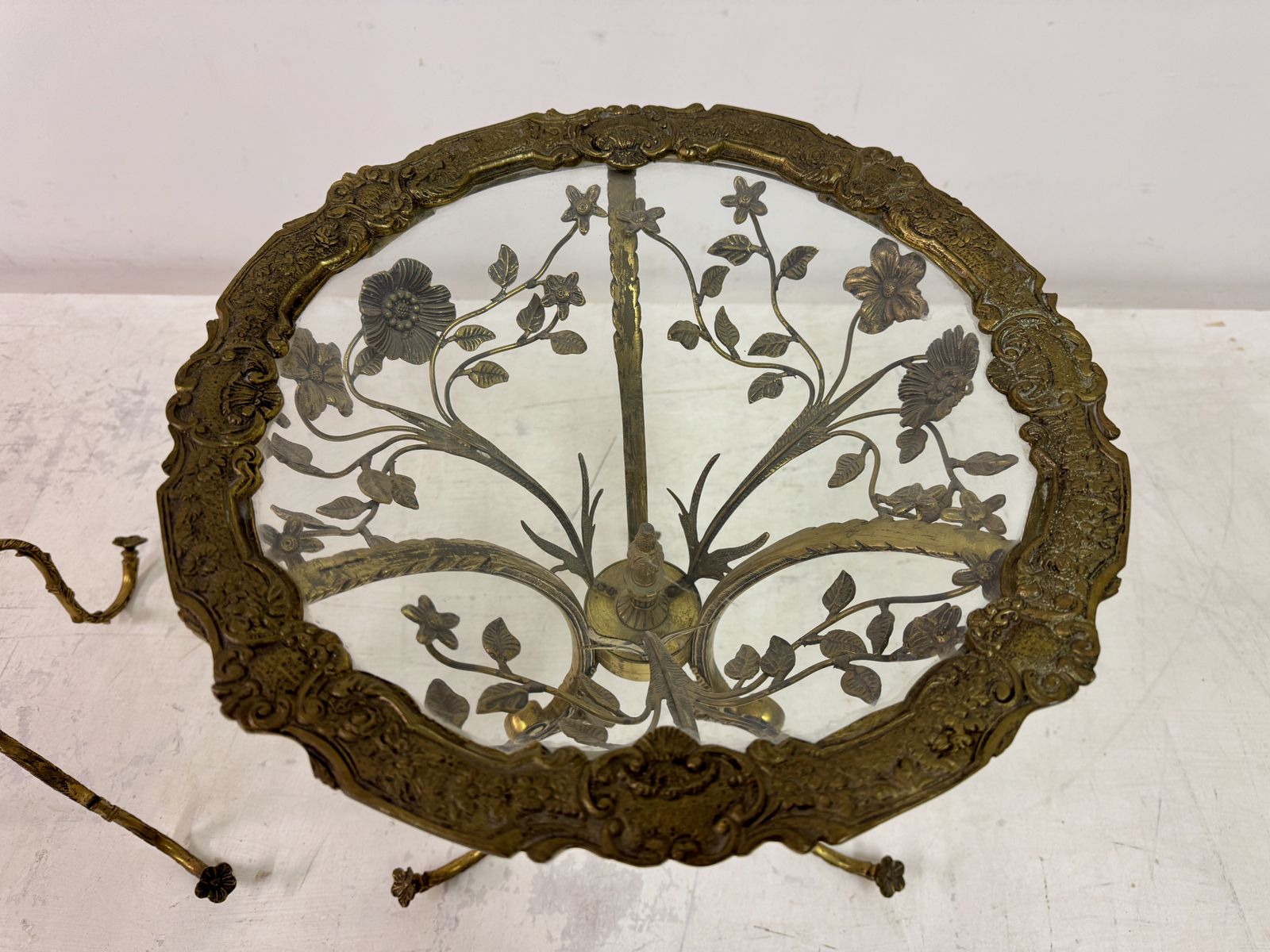 Pair Of Mid Century Spanish Brass Ornate Side Tables photo 795.0