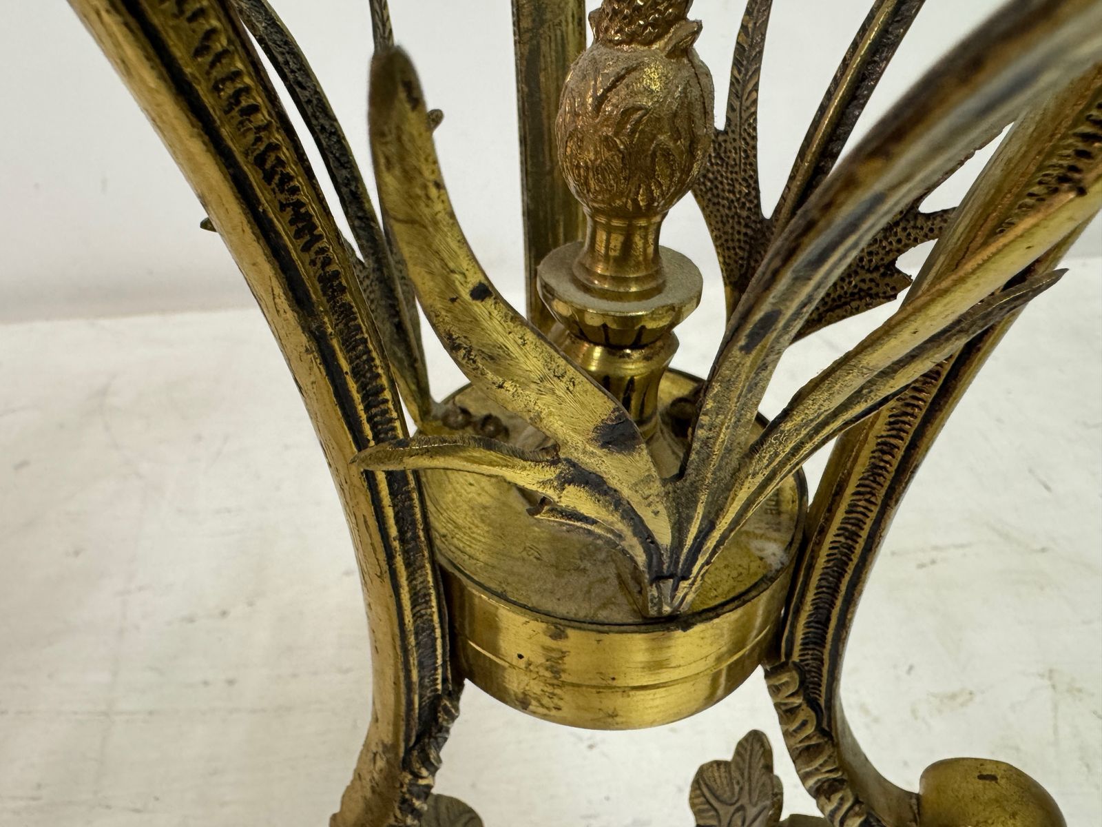 Furniture Pair Of Mid Century Spanish Brass Ornate Side Tables photo