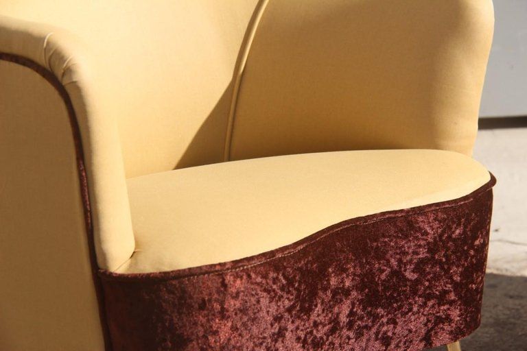 Furniture Isa Bergamo Pair Of Armchairs Italian Design Mid Century Modern Brown Brass Feet photo