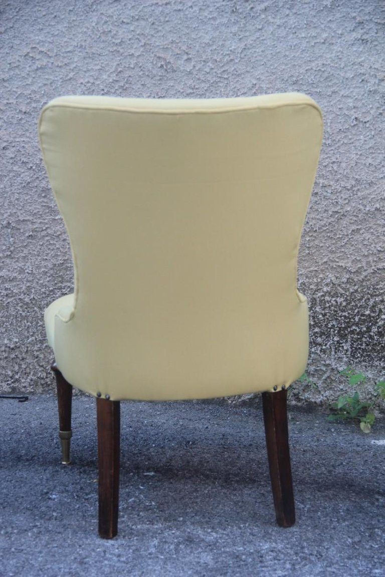 photo furniture Pair Of Chairs Mid Century Modern Italian Design Yellow Color Wood Brass Feet