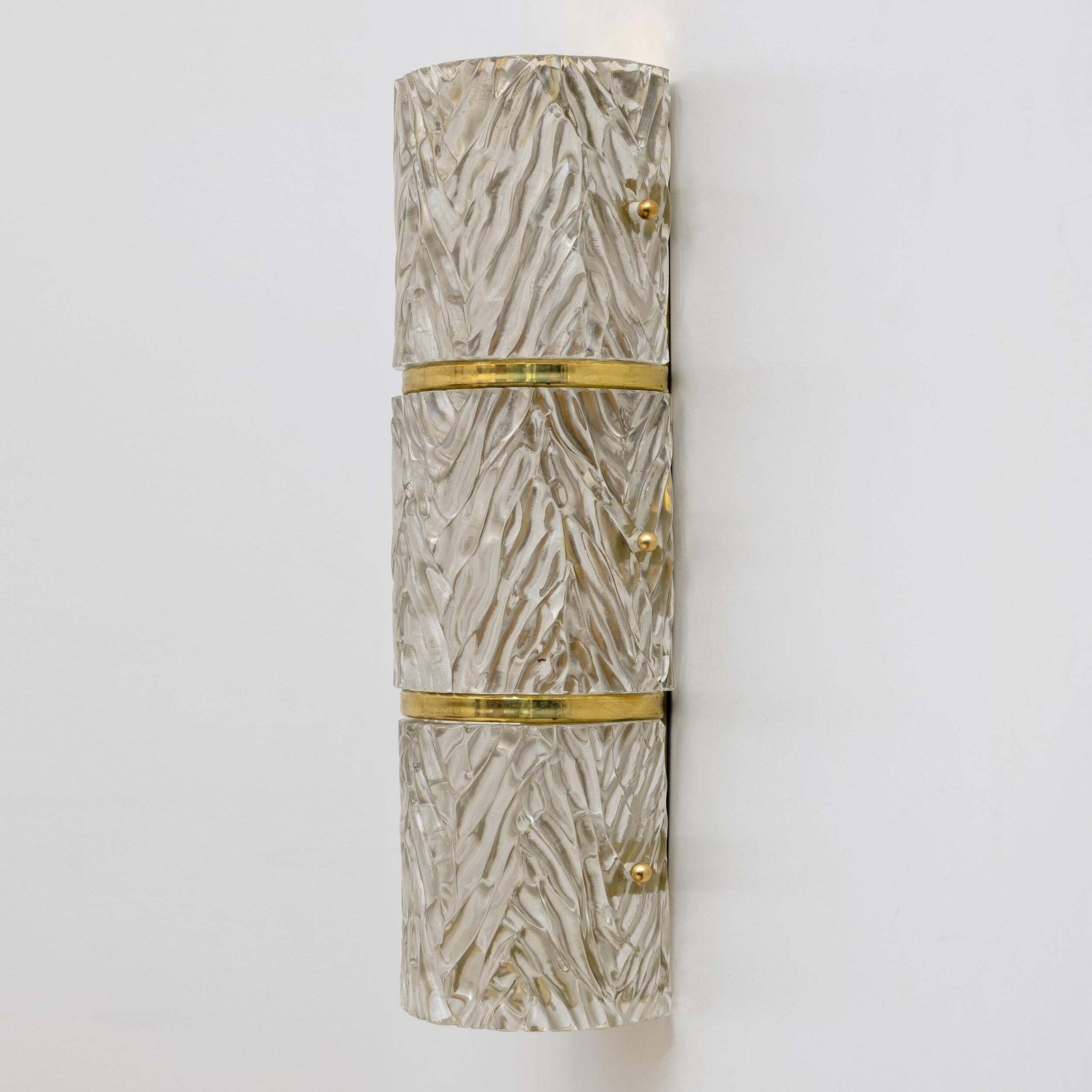 Pair Of Modern Italian Brass And Murano Glass Textured Wall Sconces photo 2730.0