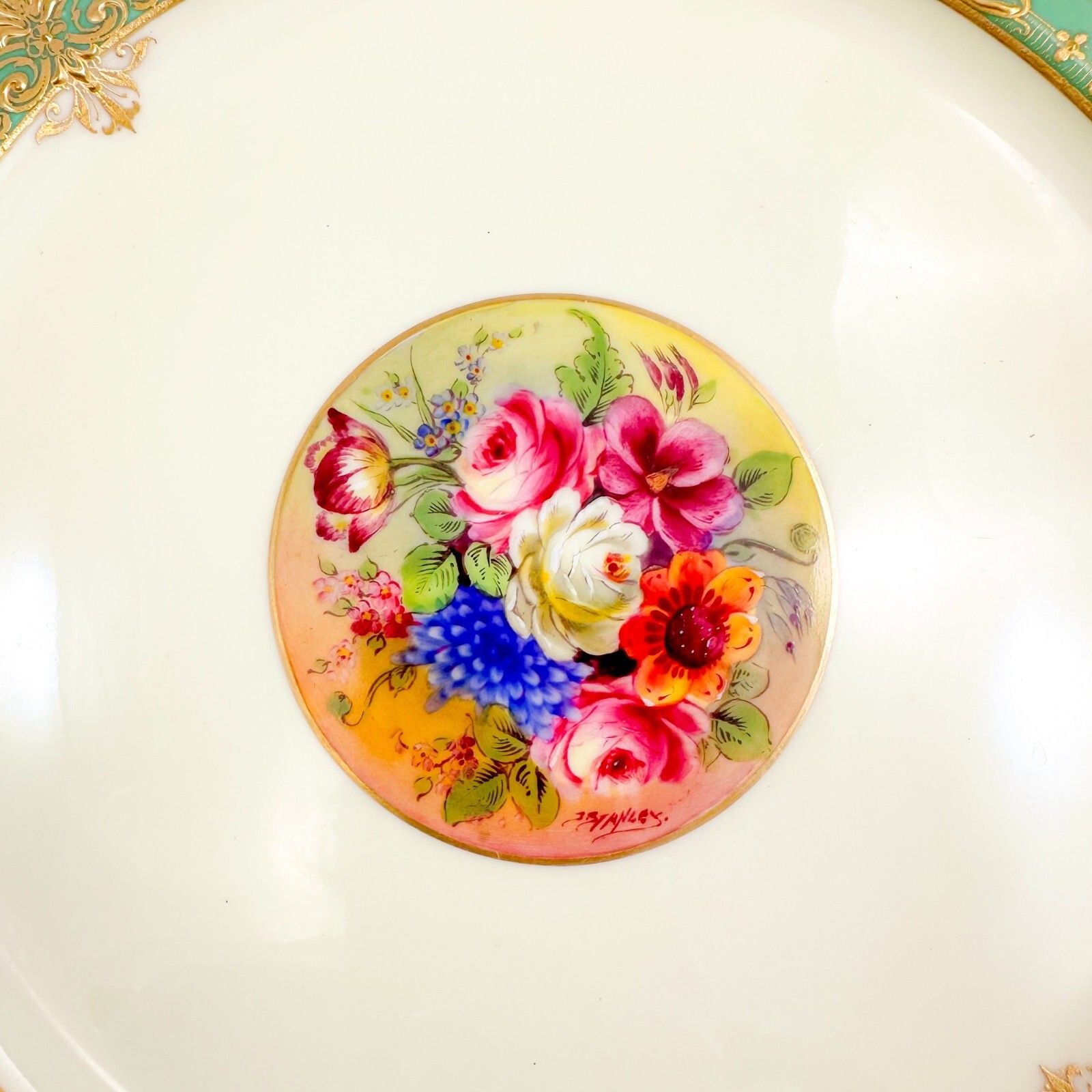 Antique 1920's Royal Worcester Porcelain Jack Stanley Hand Painted Cabinet Plate photo vinterior