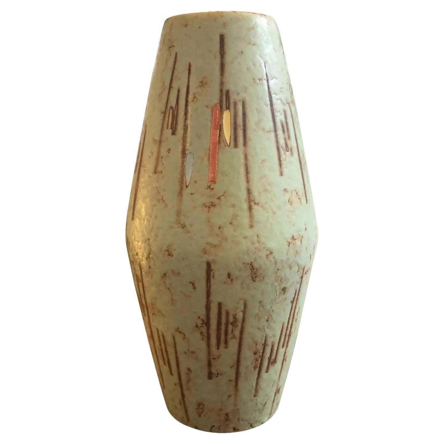 1960s Modernist Green Ceramic German Vase By Scheurich