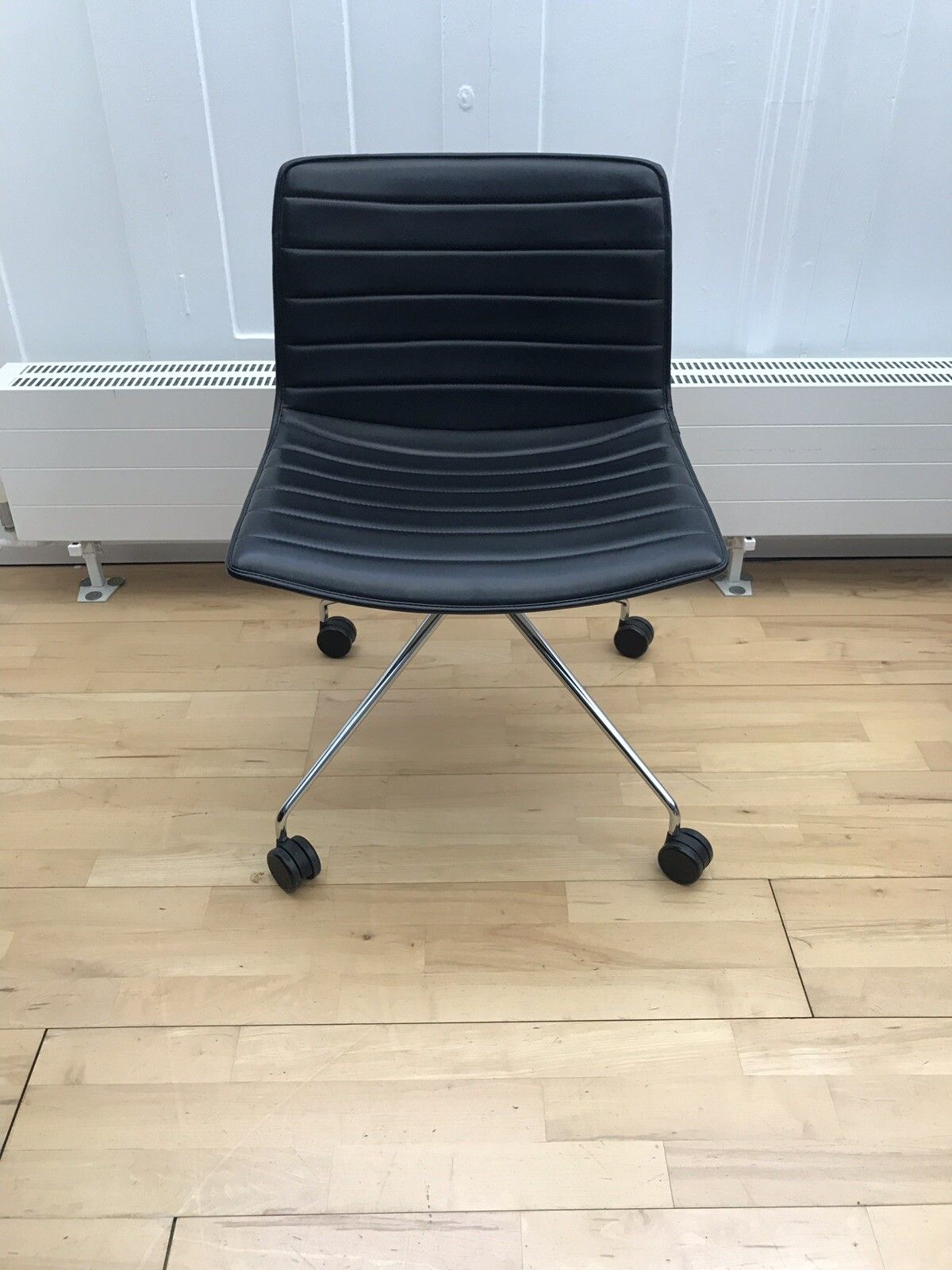 Blk Leather Arper Catifa 53 Chair Retro Vintage Office Dining Classic Design