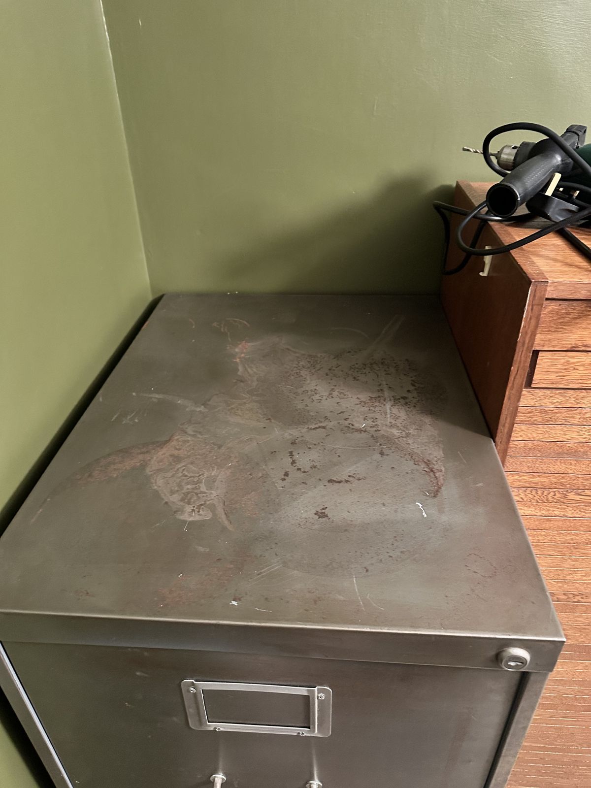 Industrial 1970's Polished Steel Filing Cabinet photo Furniture